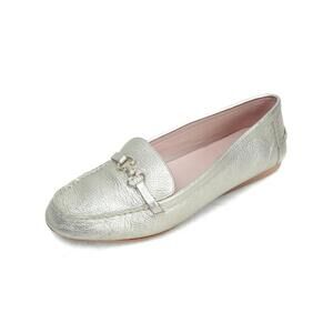 kate Spade loafers gold leather penny loafer shoes slip on 8.5 B